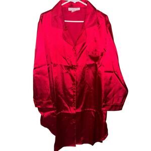 Vintage Silhouettes women’s red scarlet satin sleepshirt pajamas NEW (size 2X)
